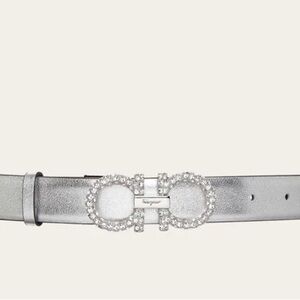 NWT Salvatore Ferragamo Silver/ Black Belt